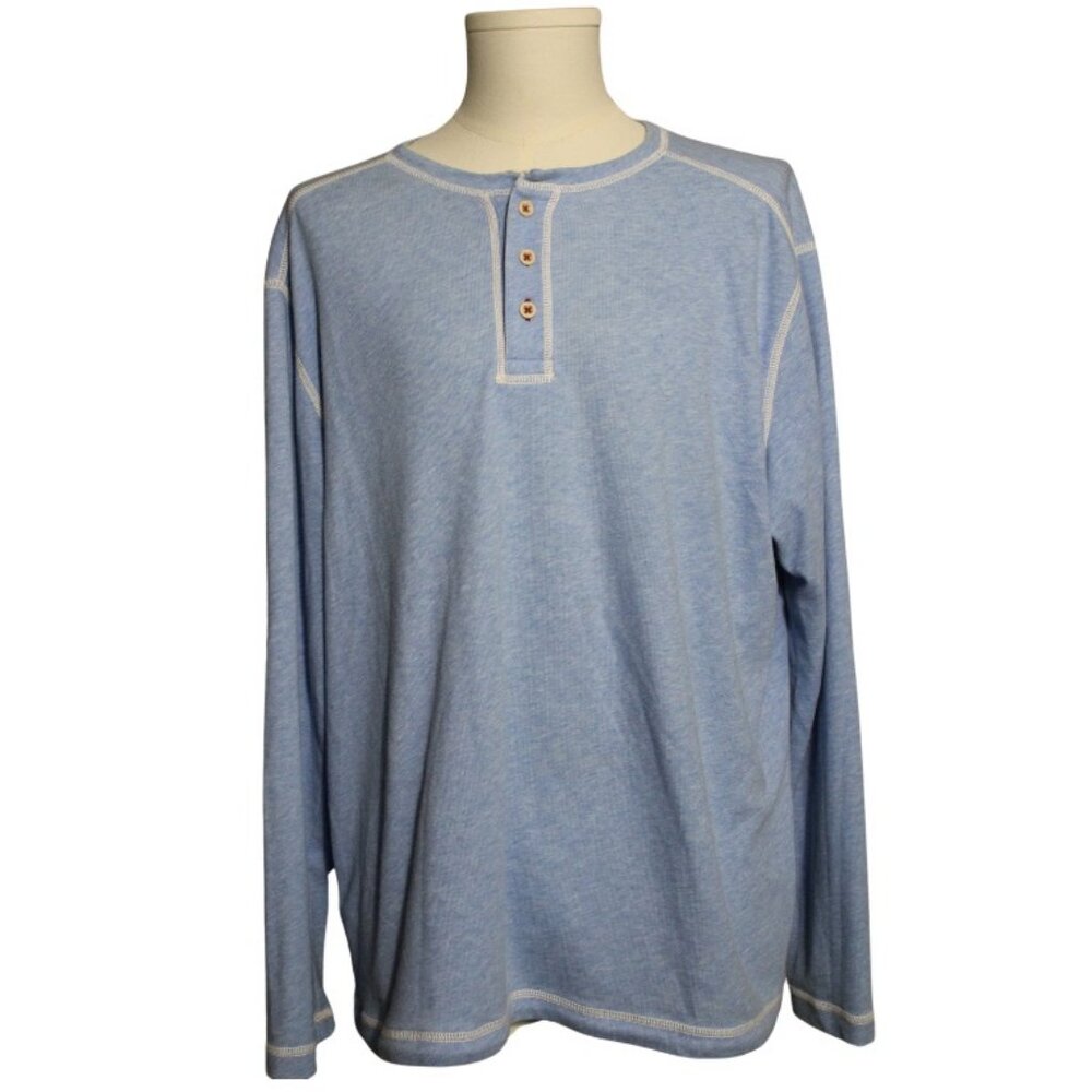 Tommy Bahama SZ XL Long Sleeve 3 Button Men's Polo Shirt Light Blue